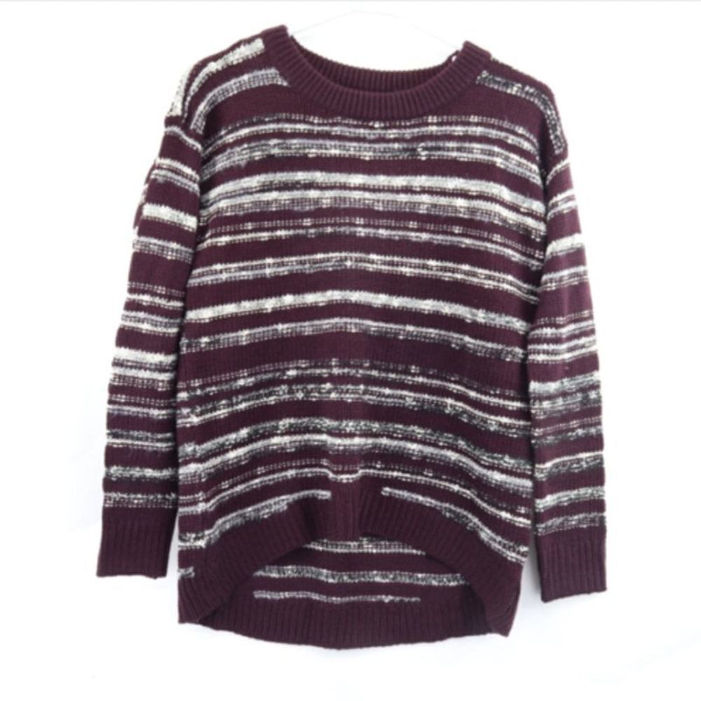 Calvin Klein Jeans Marled Sweater Plum Grey & White Acrylic & Cotton 2X
